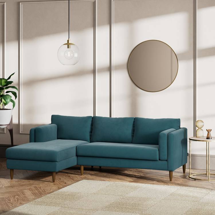 Habitat Newington Left Hand Corner Sofa - Teal - Dark Leg 0