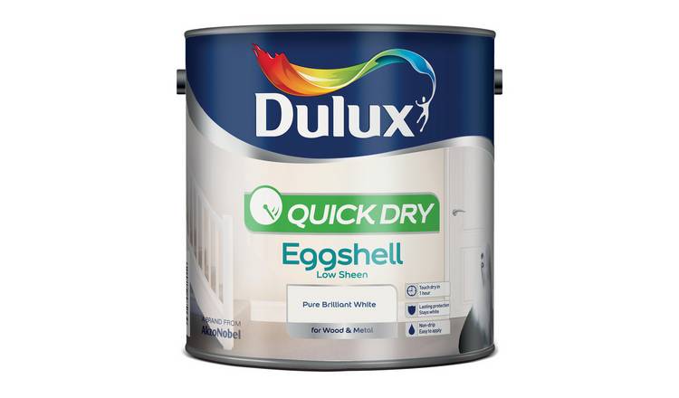 Dulux Quick Dry Eggshell Paint Pure Brilliant White - 2.5L