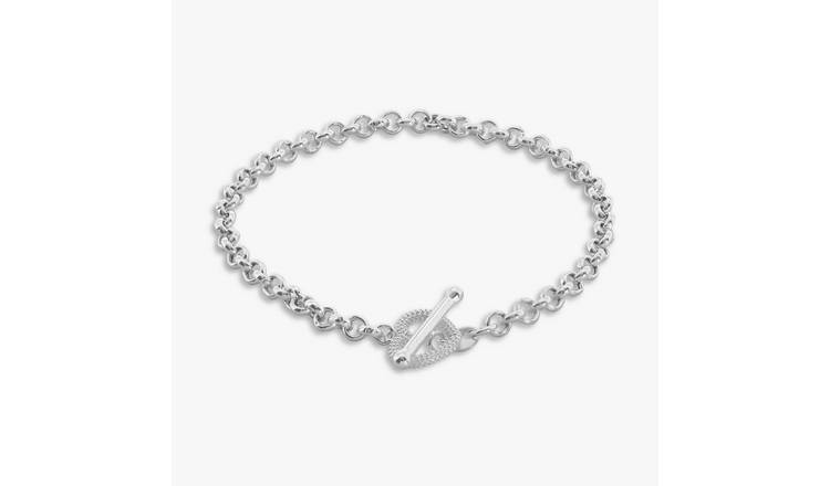 Revere Sterling Silver Heart T-bar Clasp Bracelet