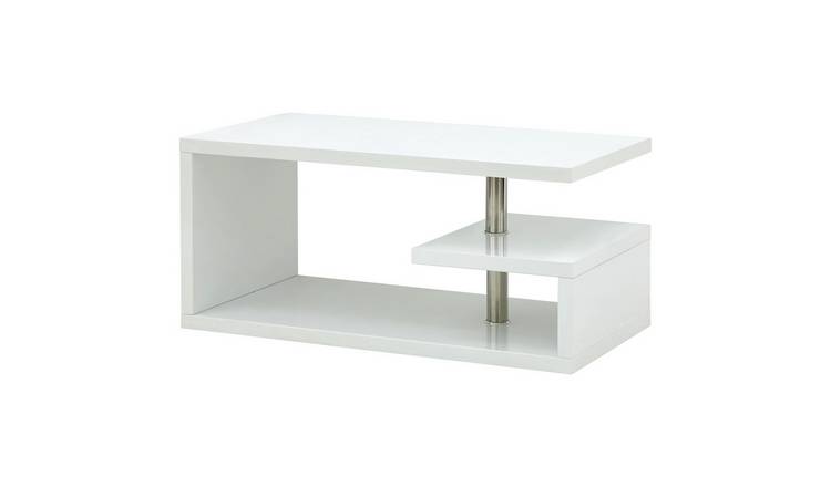 White gloss curved store coffee table