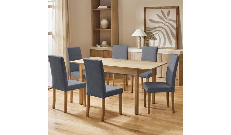 Argos Home Sendi Extending Dining Table & 6 Grey Chairs