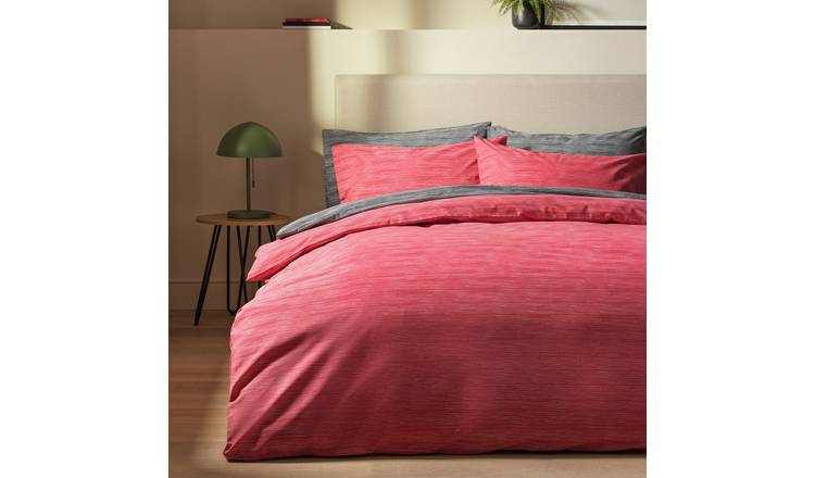 Argos Home Stockholm Stripe Red Bedding Set - King size