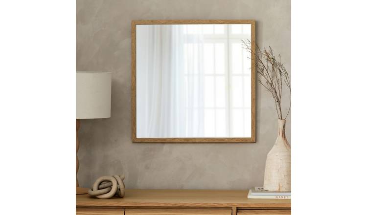 Home Essentials Oak Effect Square Wall Mirror - 55x55cm