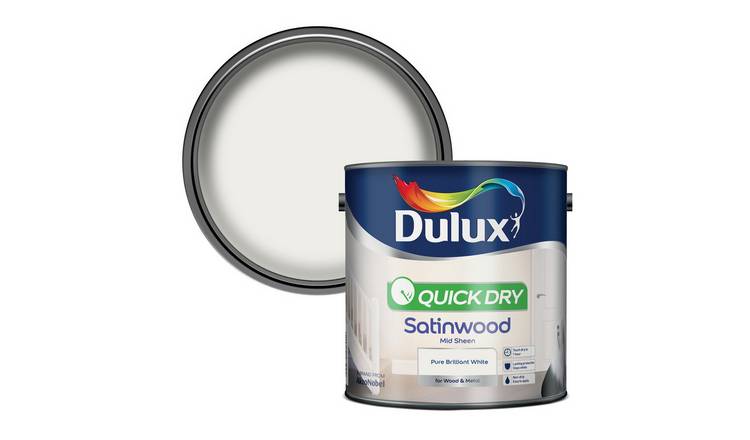 Dulux Quick Dry Satinwood Paint- Pure Brilliant White - 2.5L