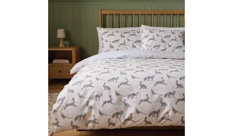Argos Home Hare Print White Bedding Set - King size