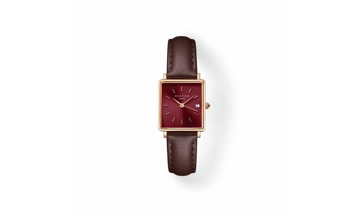 Rosefield Boxy XS Dark Brown Leather Strap Ladies Watch
