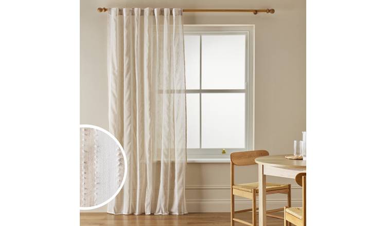 Argos Home Stripe Tab Top Sheer Voile Curtain - Neutral - 145x180cm