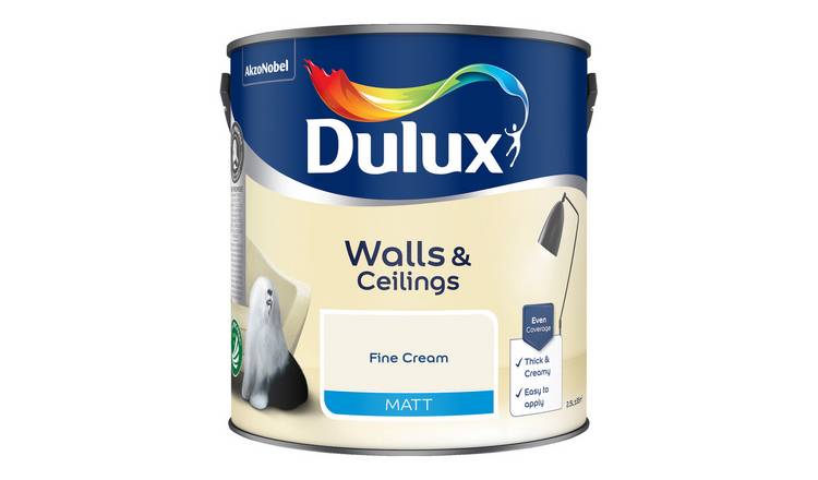 Dulux Wall & Ceilings Matt Paint Fine Cream - 2.5L