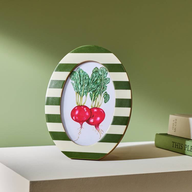 Habitat Striped Oval Green Resin Picture Frame - 4x6" 0