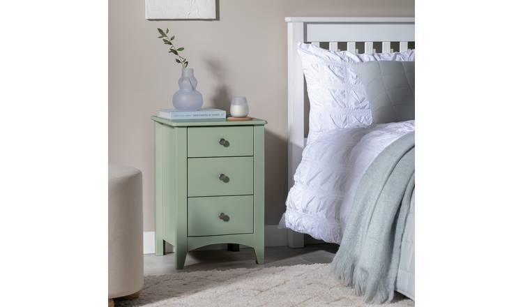 Habitat Minato 3 Drawer Bedside Table - Sage Green