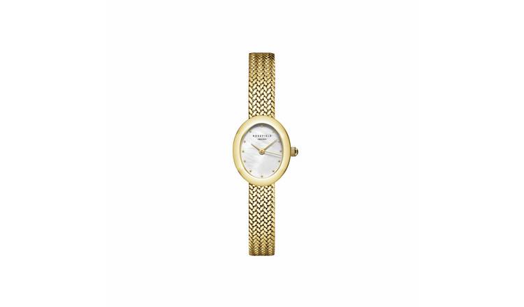 Rosefield Ladies Mini Oval Gold Mesh Strap Bracelet Watch