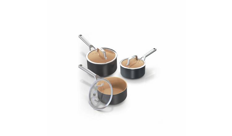 Ninja Extended Life Ceramic 3 Piece Aluminium Saucepan Set