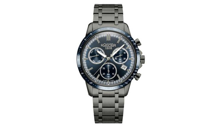Roamer Mecury Chrono Blue Dial Black Bracelet Mens Watch