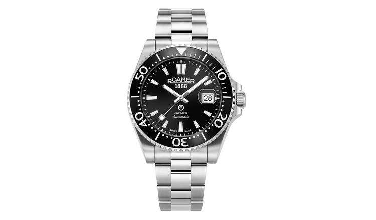Roamer Premier Mens Black Dial Steel Bracelet Watch