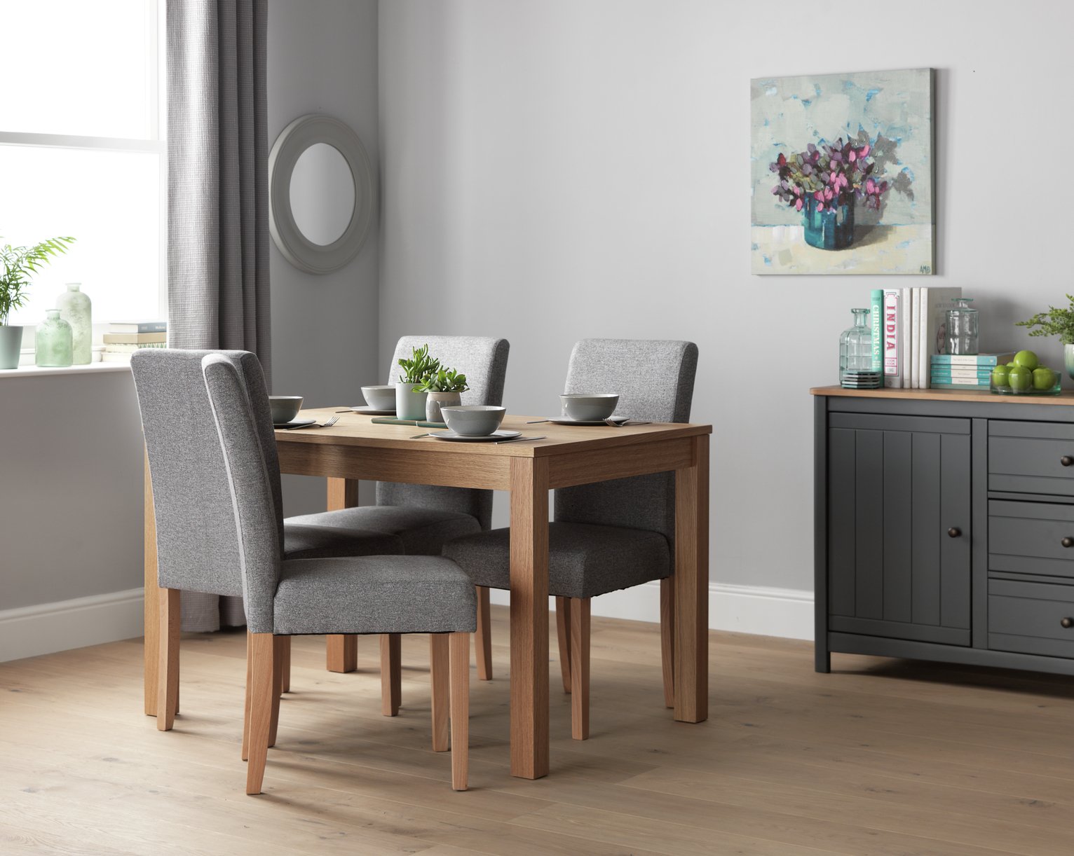 Argos Home Clifton Oak Veneer Table & 4 Tweed Chairs Review