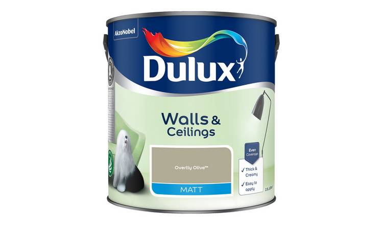 Dulux Walls & Ceilings Matt Paint Overtly Olive - 2.5L
