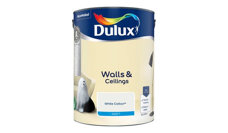 Dulux Walls & Ceilings Matt Paint White Cotton - 5L
