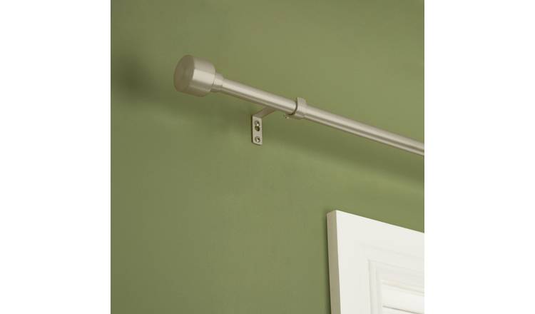 Argos Home Extendable Metal Stud Matte Nickel Curtain Pole - 120 - 210cm