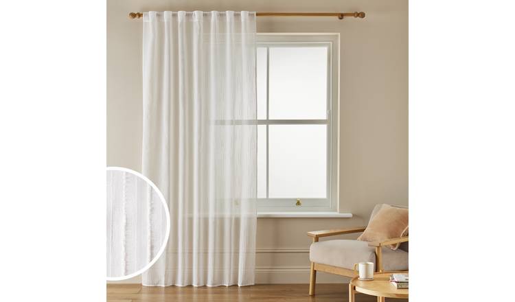 Argos Home Stripe Tab Top Sheer Voile Curtain - White - 140x229cm