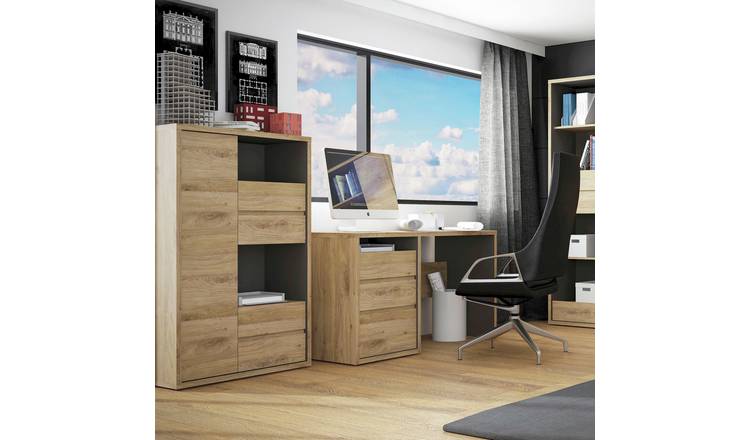 Furniture To Go Shetland 3 Drawers Office Desk - Light Wood