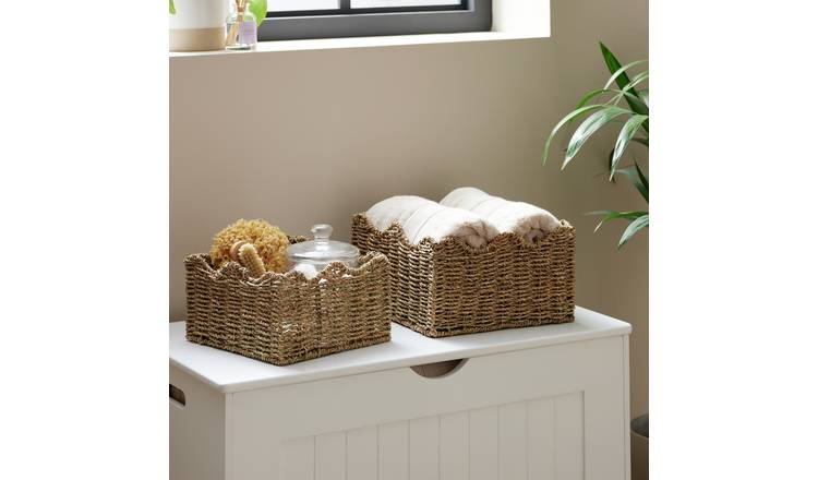 Buy Habitat Pack of 2 Seagrass Wave Storage Basket - Natural ...