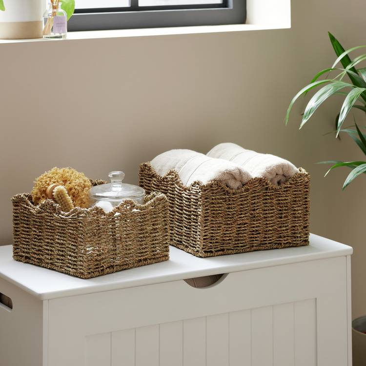 Habitat Pack of 2 Seagrass Wave Storage Basket - Natural 0