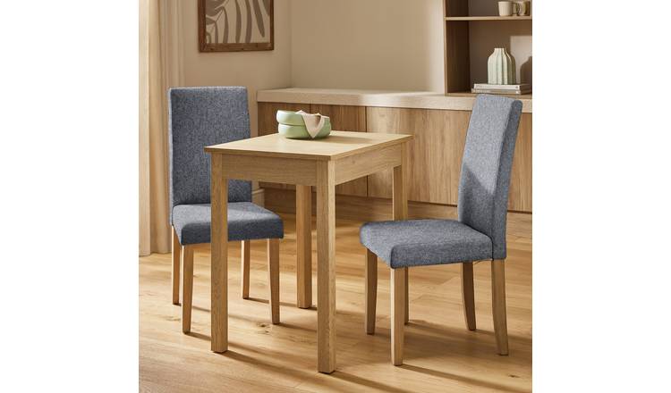 Argos Home Sendi Natural Dining Table and 2 Grey Chairs