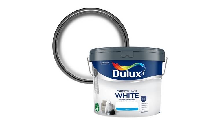 Dulux Walls & Ceilings Matt Paint Pure Brilliant White - 10L