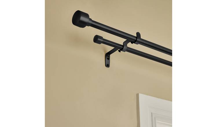 Argos Home Extendable Metal Stud Matte Black Double Curtain Pole - 165 - 300cm