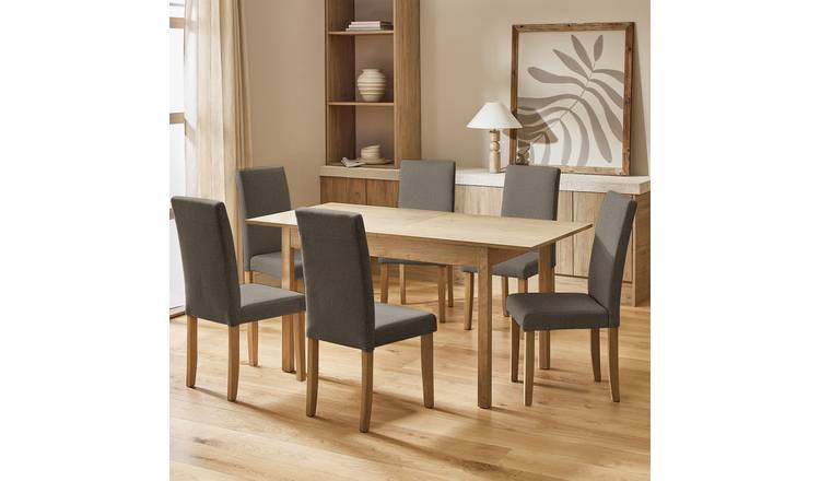 Argos Home Sendi Extending Dining Table & 6 Brown Chairs