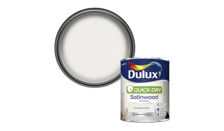 Dulux Quick Dry Satinwood Paint-Pure Brilliant White-750ml