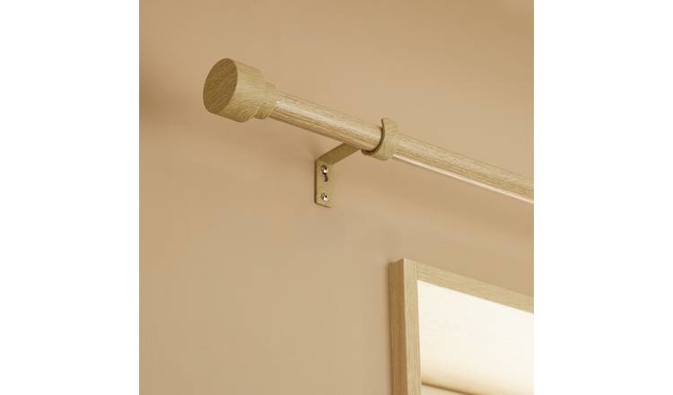 Argos Home Extendable Metal Stud Light Oak Curtain Pole - 120 - 210cm