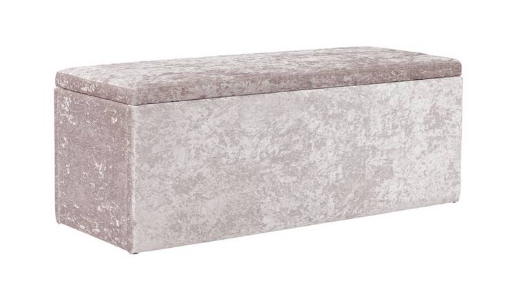 Large silver deals crushed velvet ottoman