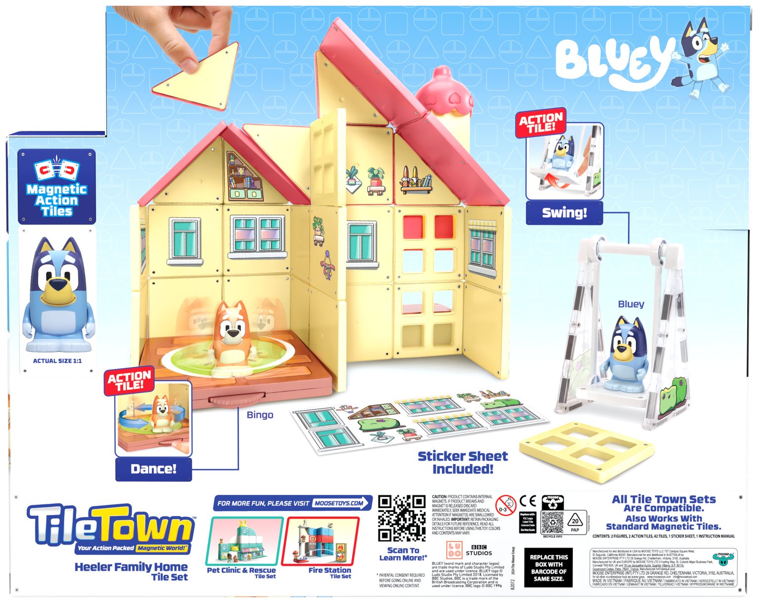 Tile Town Bluey Heeler Family Home 52-Pieza Juego de Azulejos