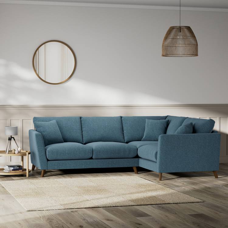 Habitat Lomond Right Hand Corner Sofa - Blue - Dark Leg 0