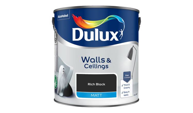 Dulux Walls & Ceilings Matt Paint Rich Black - 2.5L