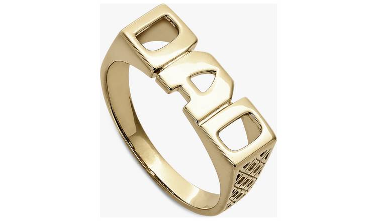 Buy Revere 9ct Gold Plated Sterling Silver DAD Ring - R | Mens rings ...