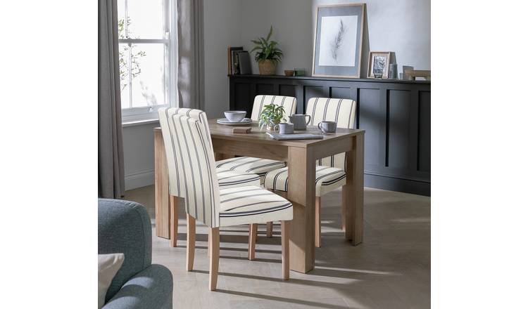 Argos Home Miami Dining Table & 4 Stripe Chairs