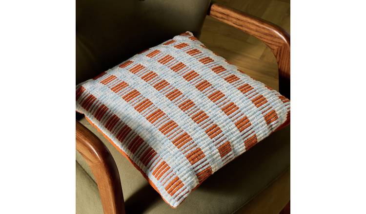 Habitat Striped Grid Woven Cushion Orange - 43x43cm