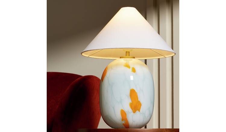 Habitat Rae Confetti Glass Table Lamp - Blue & White