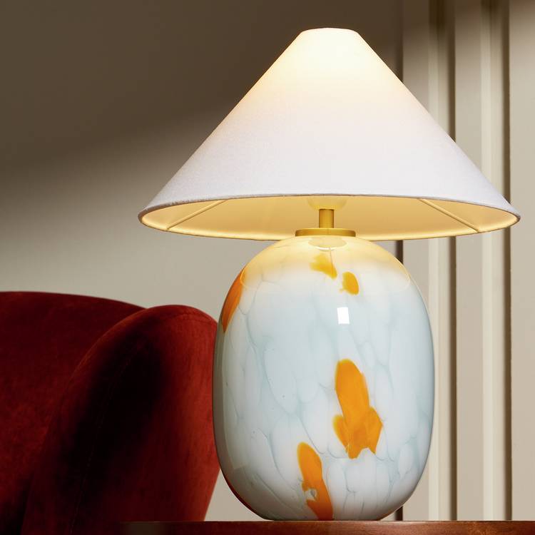 Habitat Rae Confetti Glass Table Lamp - Blue & White 0