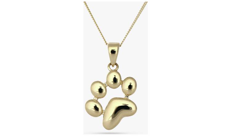 Revere 9ct Yellow Gold Paw Print Pendant Necklace