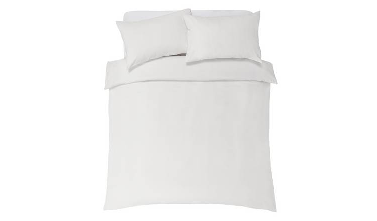 Buy Argos Home Brushed Cotton Plain White Bedding Set - Kingsize ...