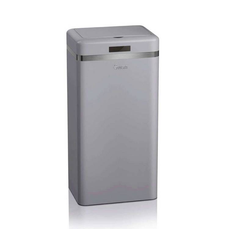 Swan 45L Retro Square Sensor Bin - Grey 0