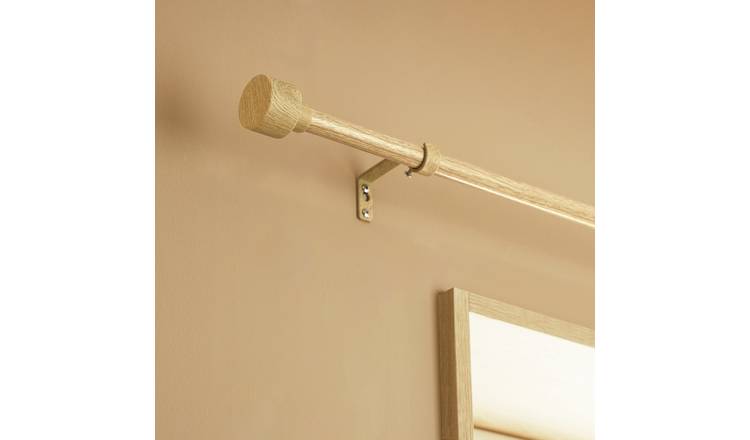 Argos Home Extendable Metal Stud Oak Curtain Pole - 120 - 210cm