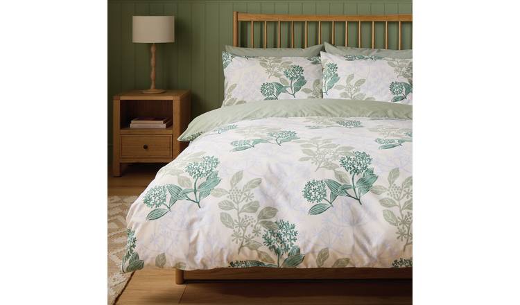 Argos Home Cow Parsley Print Green Bedding Set - Double
