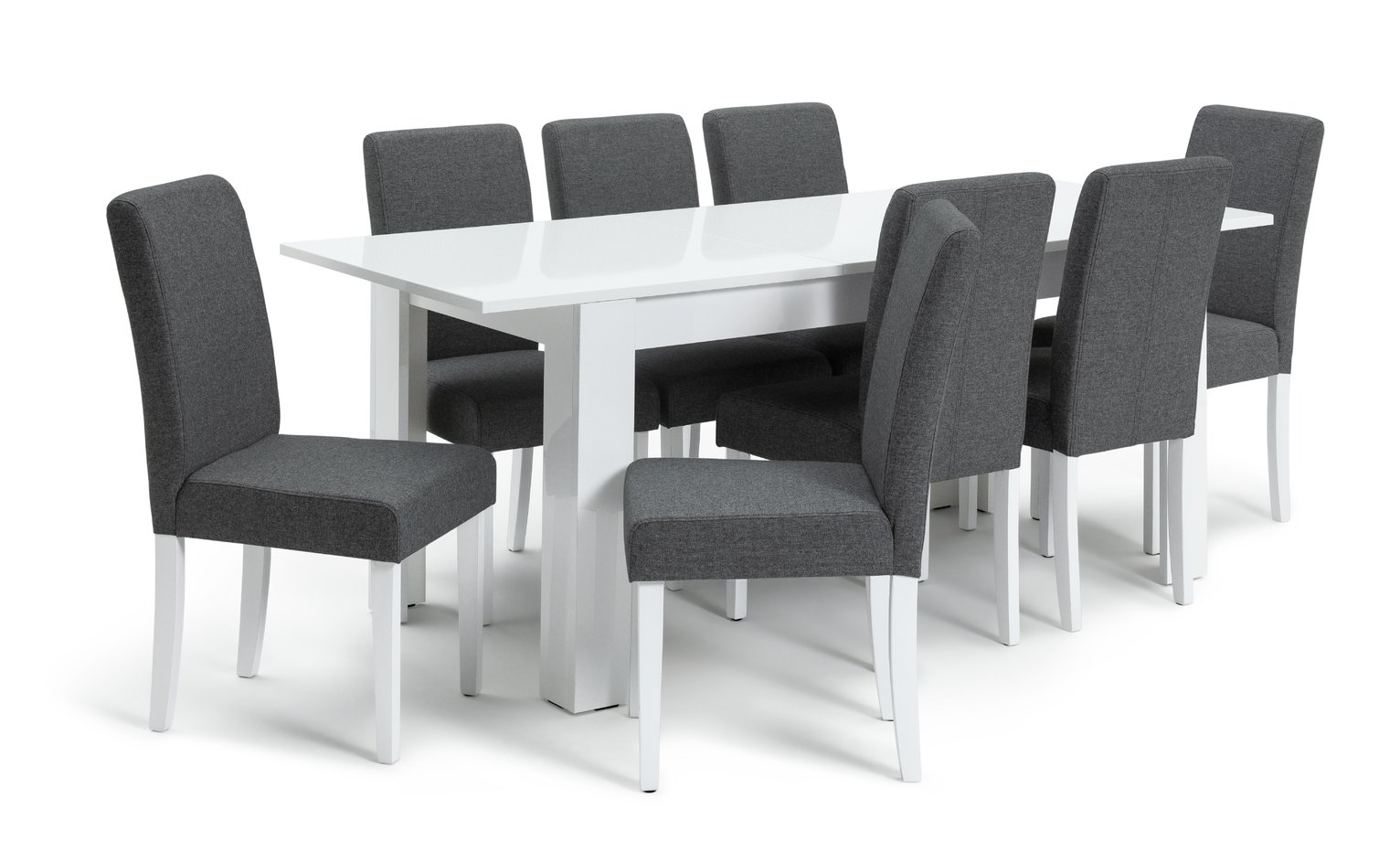 Argos Home Miami Gloss Extending Table & 8 Tweed Chair -Grey Review