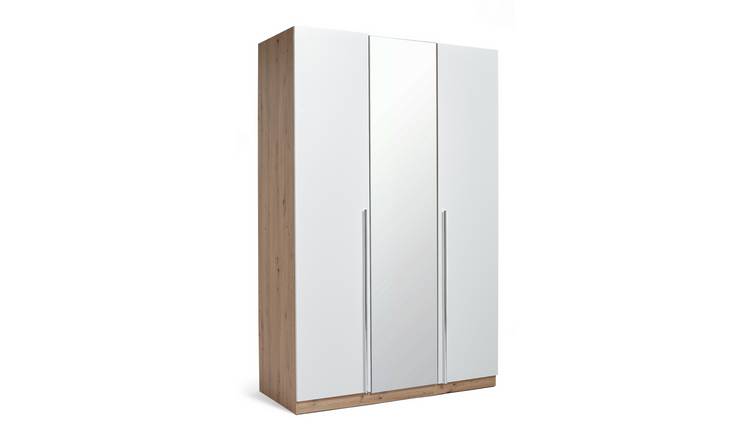 Buy Habitat Munich 3 Door Mirror Wardrobe -White & Oak Effect ...