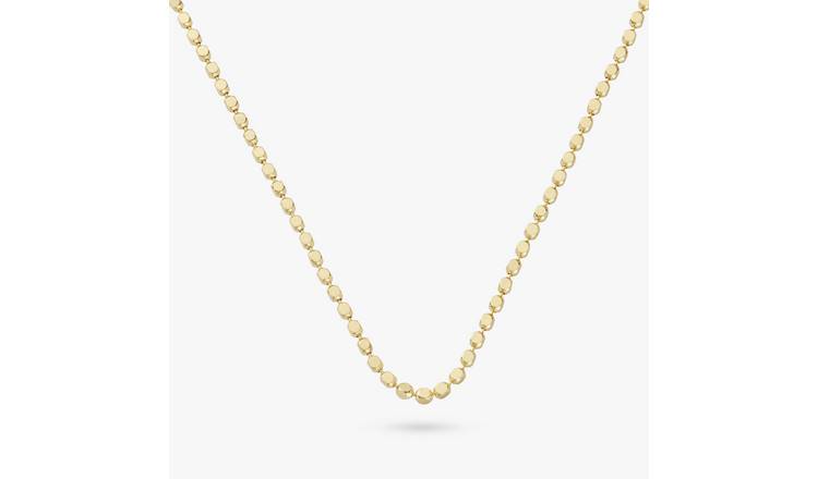 Revere 9ct Gold Plated Silver Diamond Cut Beaded Necklace