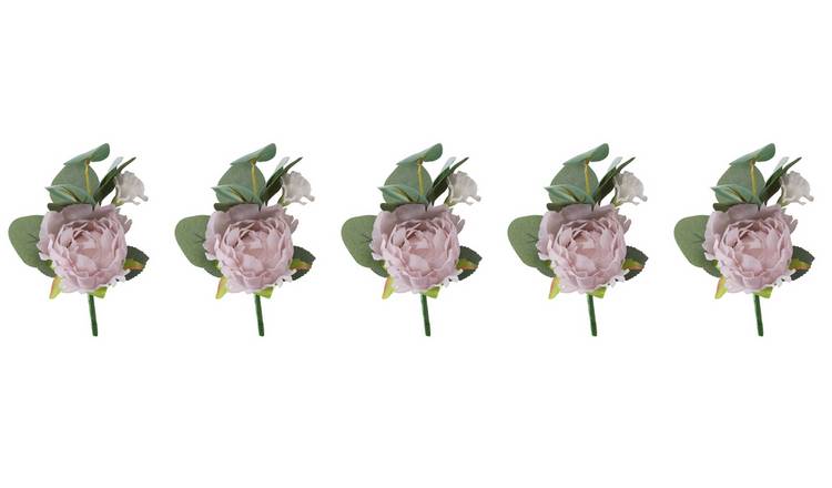 Faux Button Floral - 5 Pack